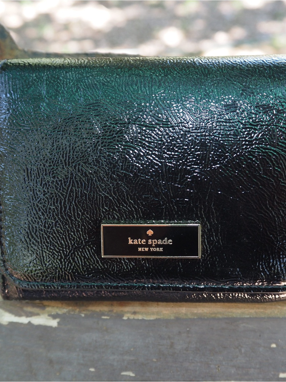 kate spade glossy black patent leather continental wallet